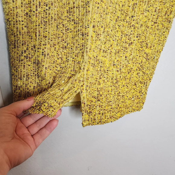 NWT Robert Rodriguez Yellow Citron Sequin Pencil Skirt women's size 0 - Picture 11 of 17
